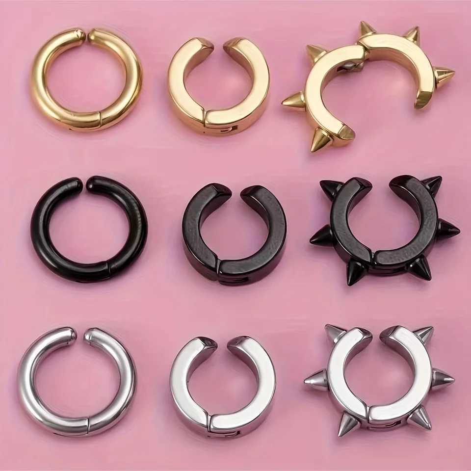 1 pair of stainless steel ear clip earrings suitable for women men non perforated earrings cuffs retro punk earrings W241017