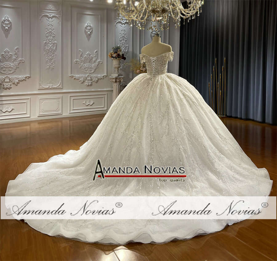 Amanda Novias Off Shoulder Lace Beads Wedding Dress
