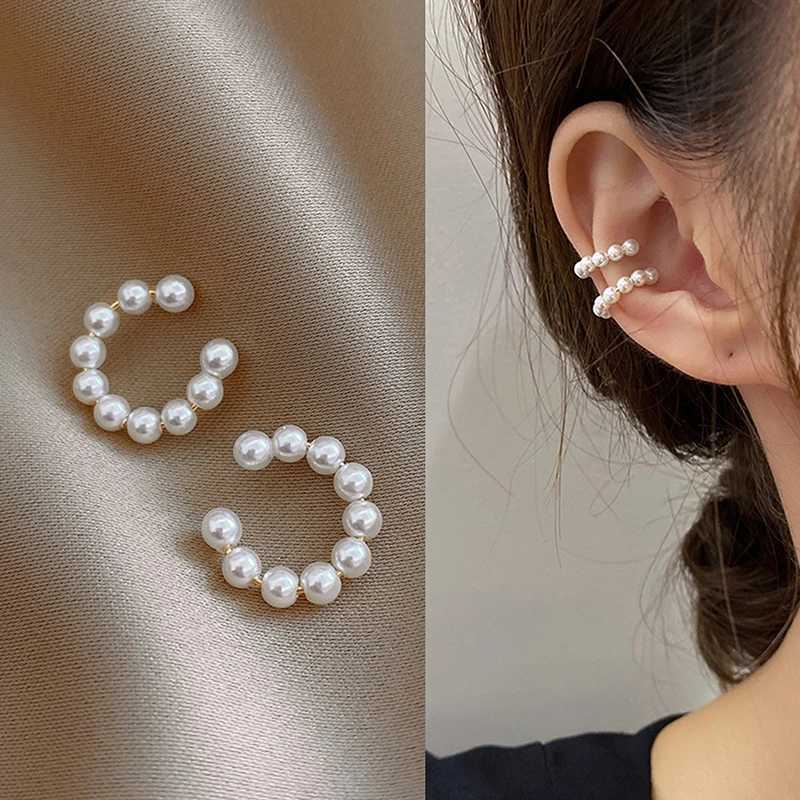 Korean Pearl Ear Cuff Clip Earrings Non Perforated Bone C-shaped Non Perforated Womens Fashion Jewelry Minimalist Earrings W241017