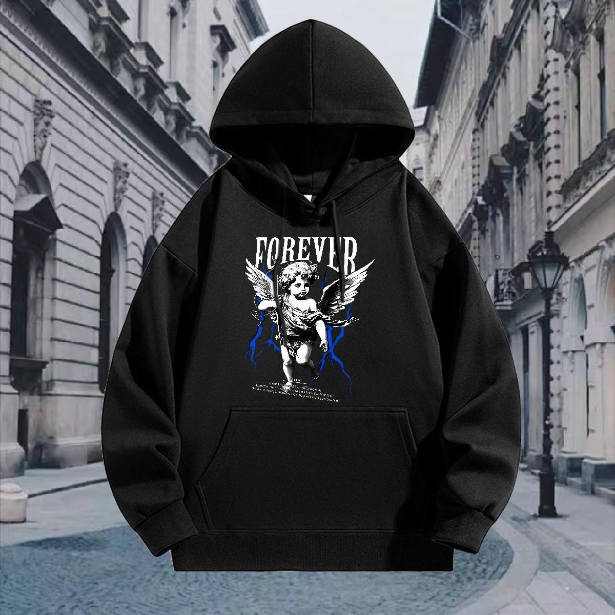 Factory Direct Hoodie Men Breathable Hooded Collar Designer Couples Hoodie Casual Beach Hoody Cartoon Print Velvet Thick