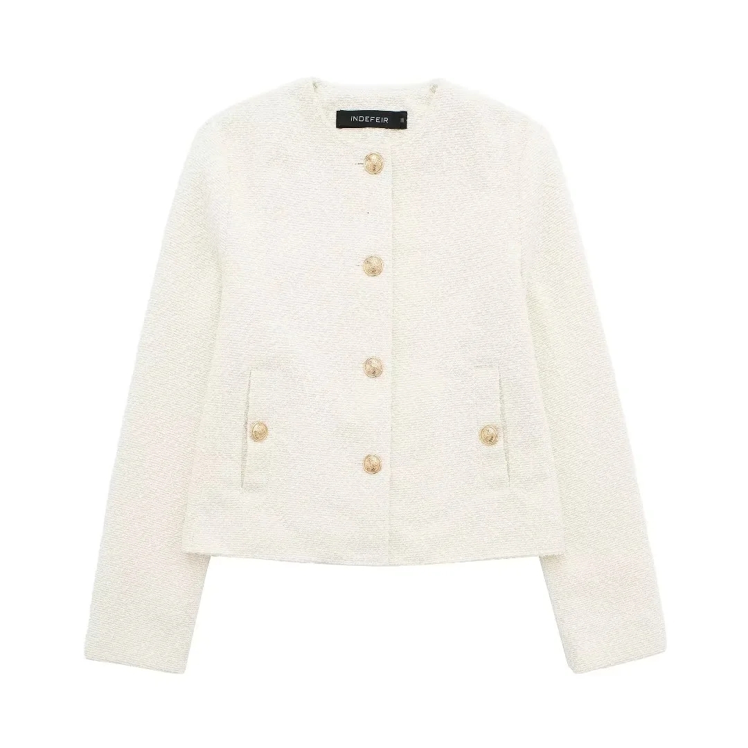 Women's Blazers Inszartrafs Outwear Elegant Fashion Coat Long Sleeve Tops With Button Solid Blazer 2024 Woman Jackets