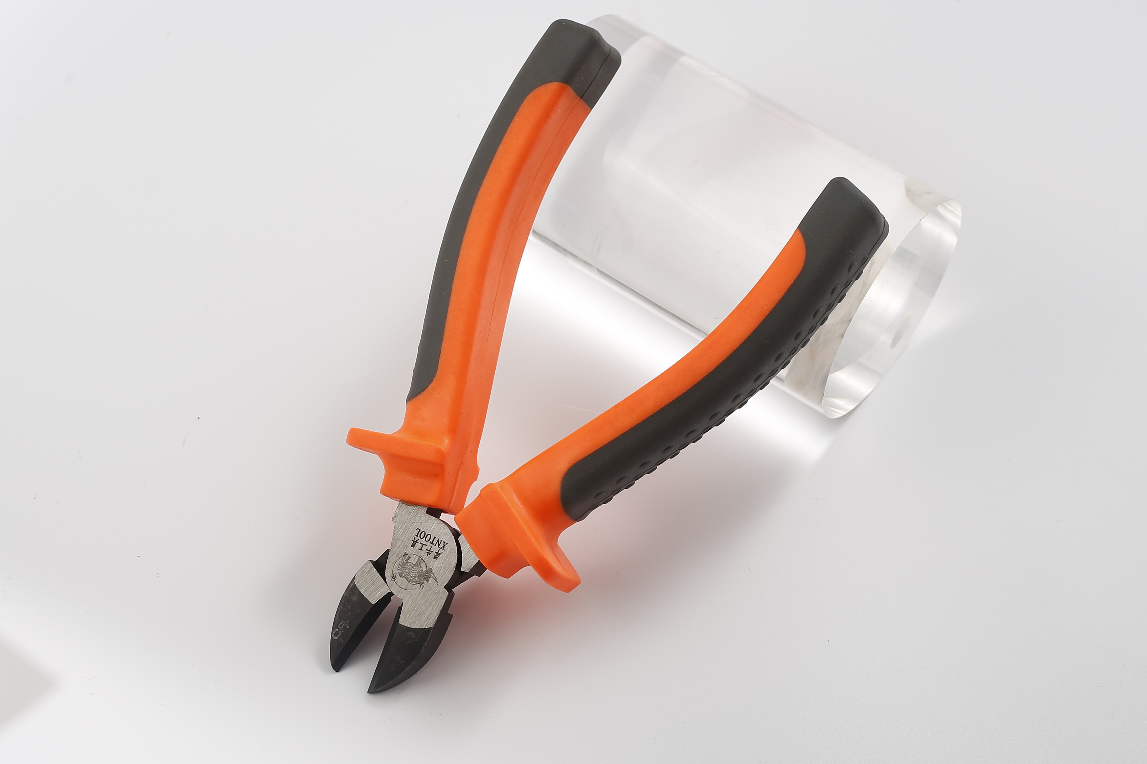 European eccentric labor-saving pliers with orange black electrical handle surface blackened and polished with precision