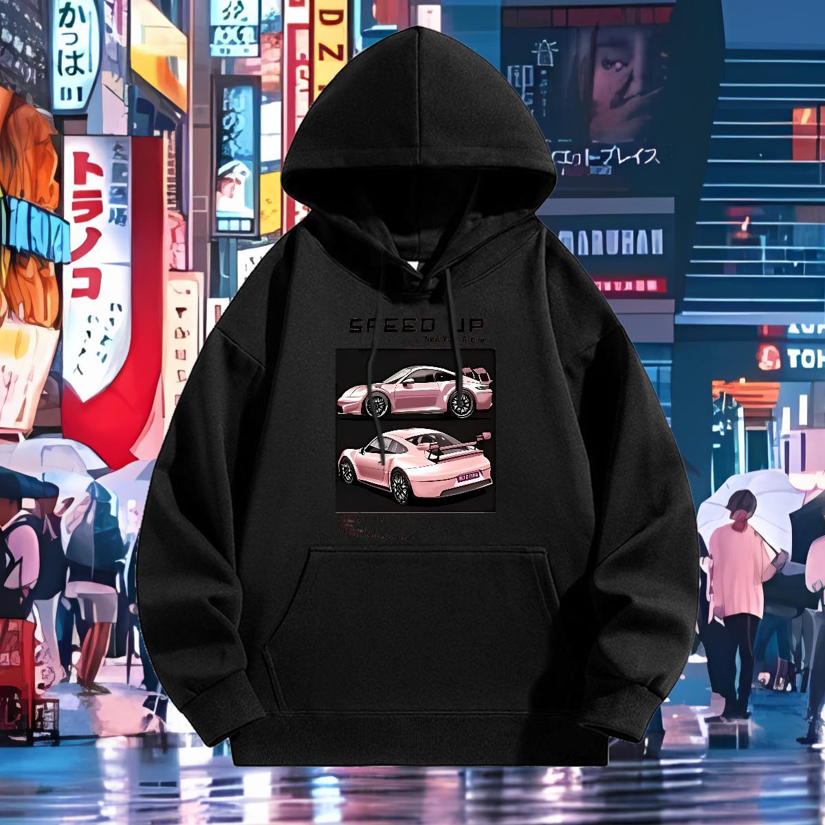 Fashion Casual Hoodie Long Sleeve Drawstring Cool Mens Hoodie Outdoor Tops Pullover Hoodie Custom Cartoon 350g Cotton