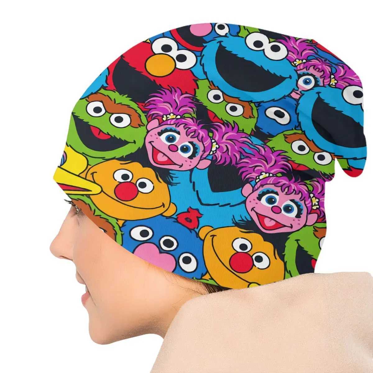 Sesame Street Biscuit Monster Hat Street Knitted Hat Mens Winter Warm and Happy Elmo Skulls Beanies Hat W241017