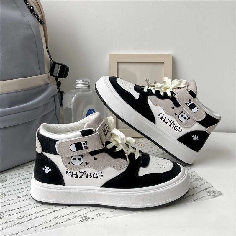 Girly Sneakers: Autumn Winter High Top Panda Shoes for Teenage Girls, Cute Women's hot Kawaii Trend Ladies Sports Sneakers