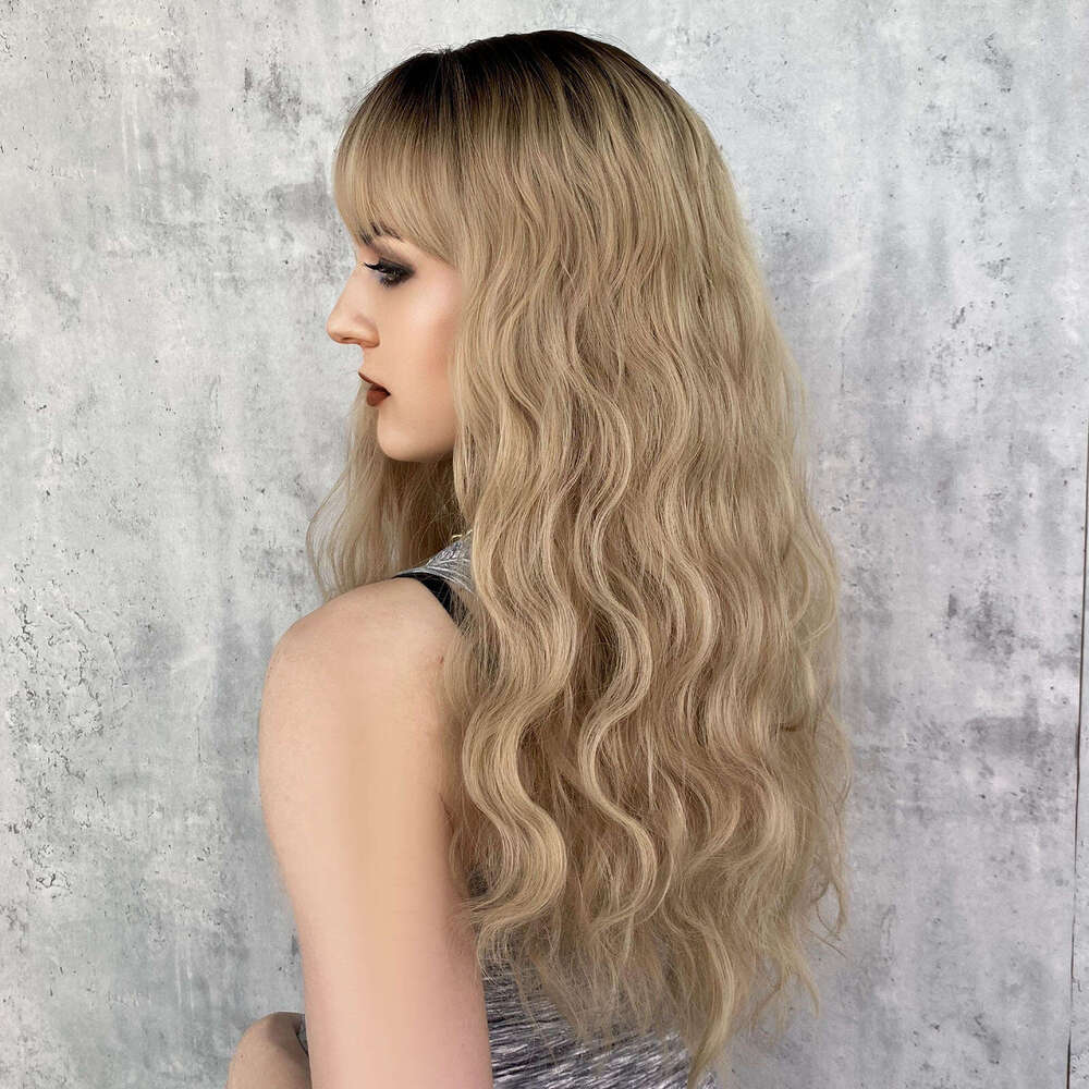 Order Female Wave Long Curled Hair Dark Gold Set Rose Net Ombre Blonde Wig