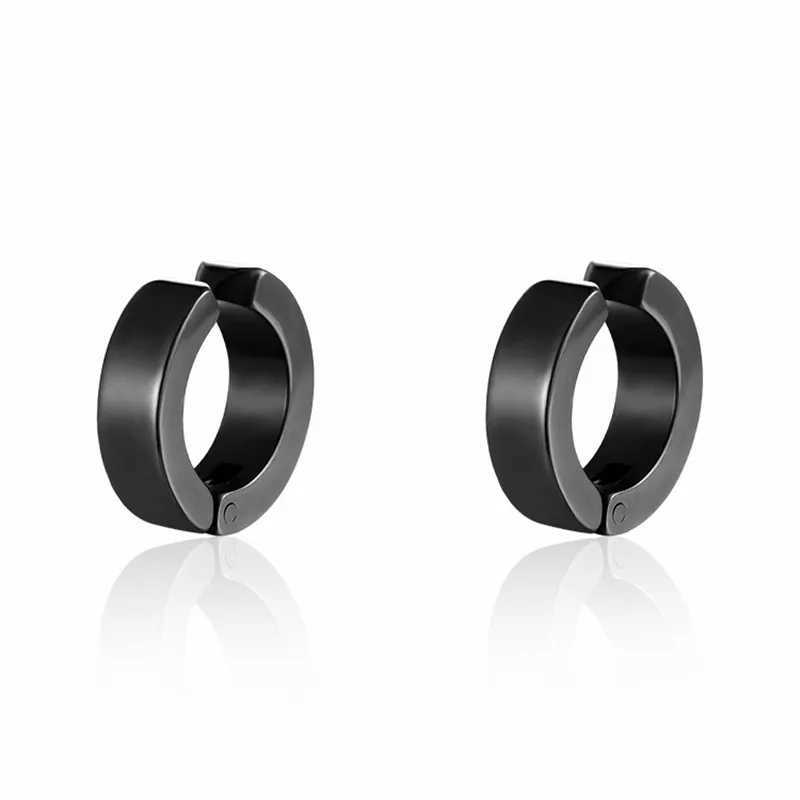 1 pair of classic Korean punk stainless steel ear clip earrings suitable for men women black non perforated fake earrings and new popular jewelry W241