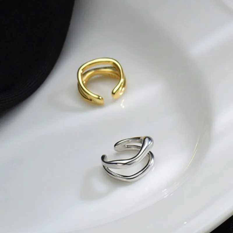 1Pcs 925 Silver Plated Earrings Non Perforated Double Layer Cuff Earclip Suitable for Womens Party Jewelry E1243 W241017
