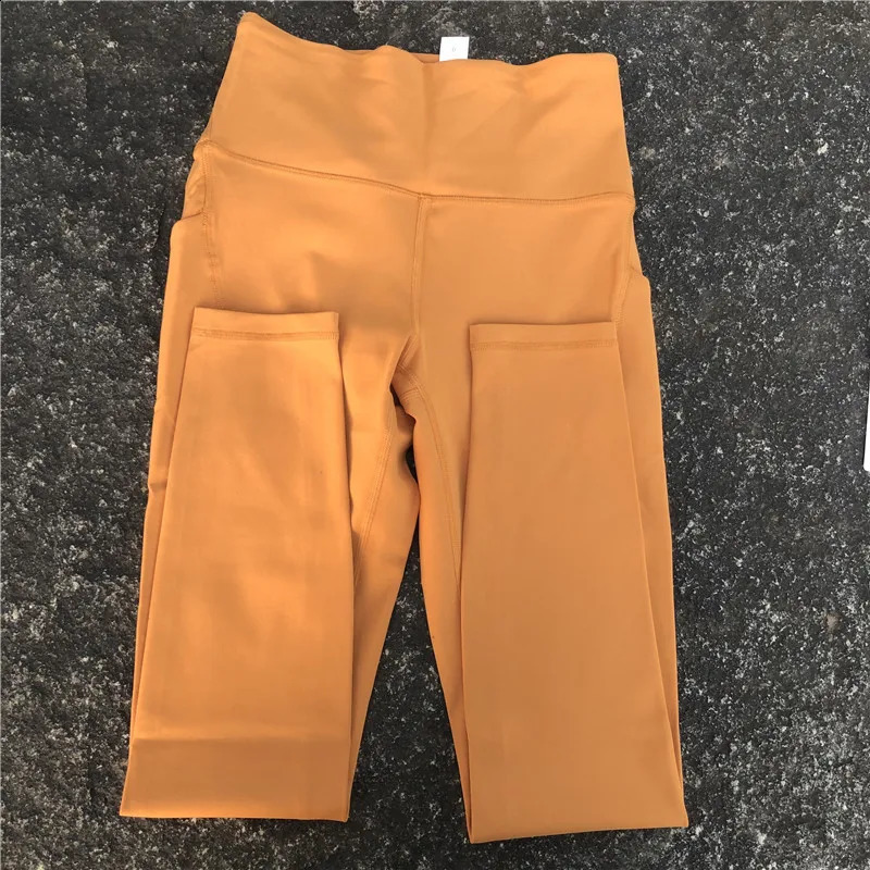 Solid Color High Waist Quality Yoga Legging Side Pocket Fitness Women Sport Pant Soft Comprehensive Training Jogging Compression 241008