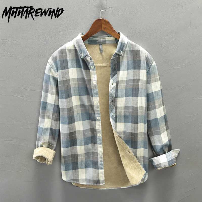 New Winter Shirt Men Plaid Shirts for Men Pure Cotton Fleece Thick Warm Long Sleeve Button Up Shirt Japanese Fresh Camisa Hombre LX241017