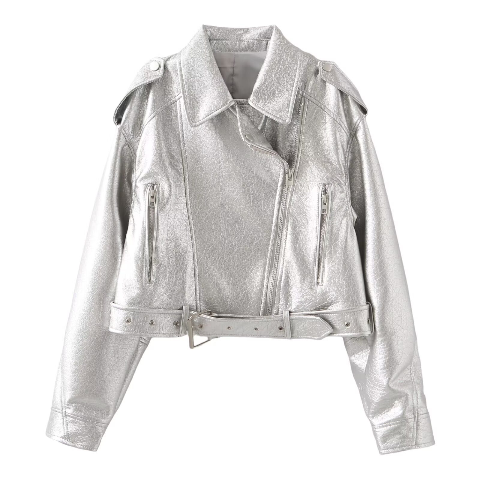 Leather Women's Coat Streetwear Fashion Outwear Elegant Long Sleeve Tops 2024 Inszart Black With Belt Pu Jackets Woman