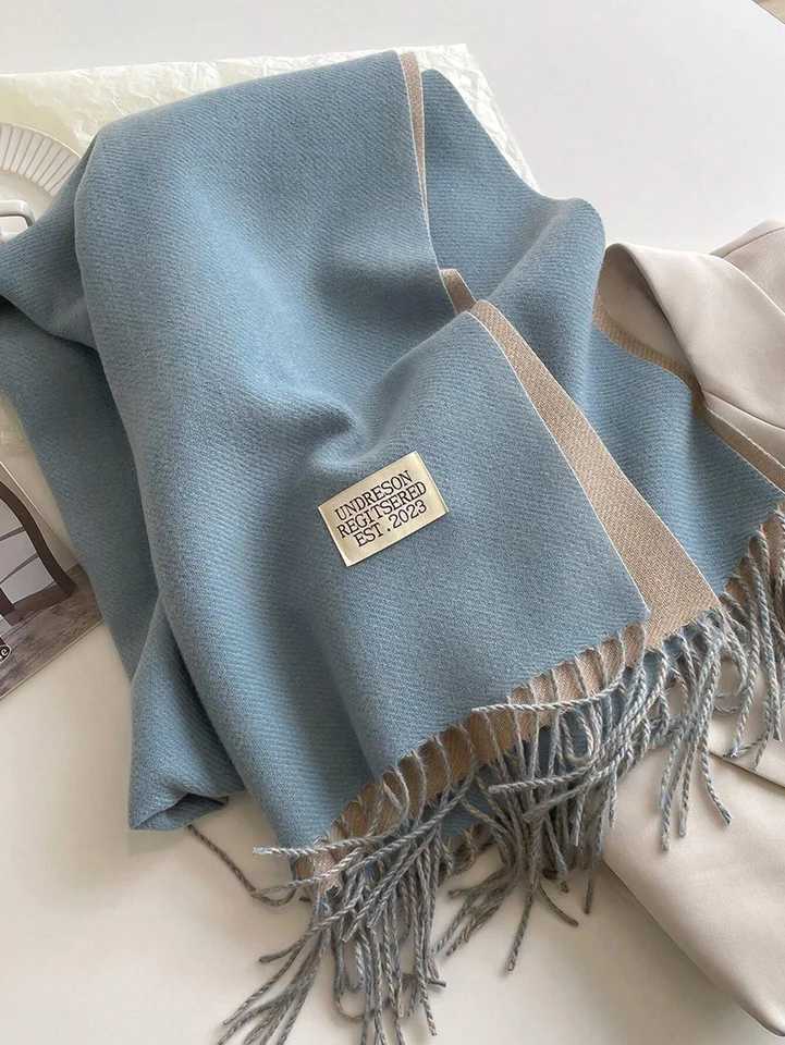 2024 New Warm Double Cashmere Scarf Big Shawl Winter Warm Soft Fashion Brand Bandana Womens Pashmina Tassel Blanket X241017