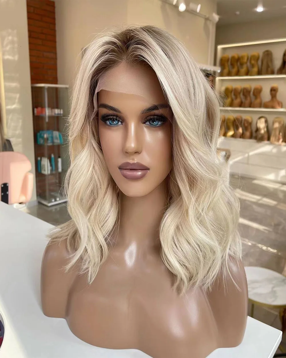 Raw virgin gray human hair wigs short ombre blonde lace closure wigs 360 hd Full lace wig 613 colored real brazilian hair lace front wig bob 5x5"