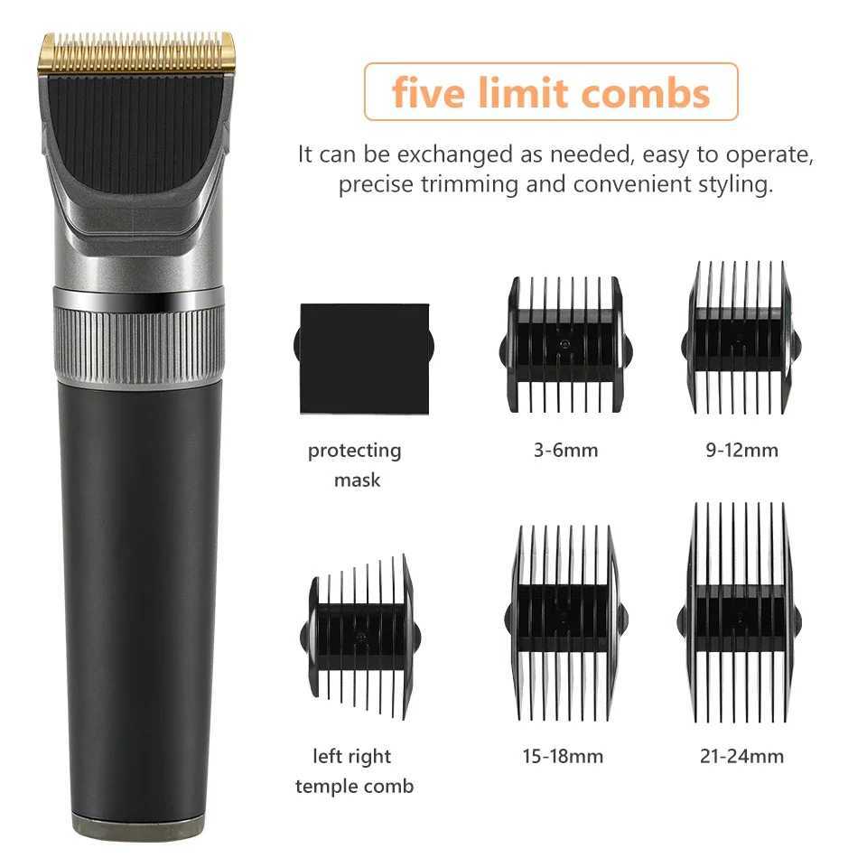 Electric hair clipper mens hair clipper cordless beard trimmer display USB charging wet dry hair clipper W241017