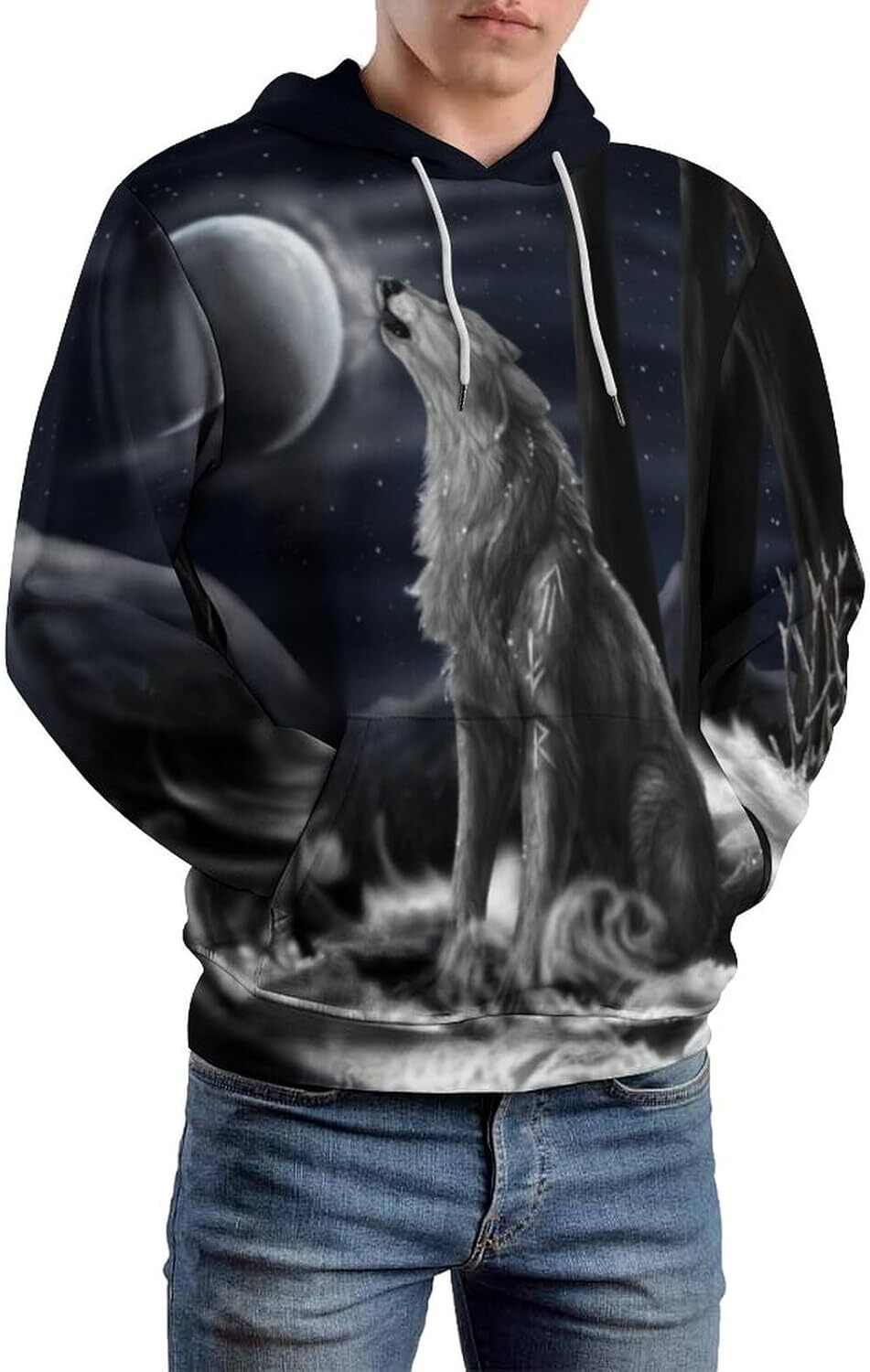 Hoodie for Mens Womens Men Womens 3D Print Wolf Graphic Hooded Sweatshirts Hoodies Novelty Pullover Graphic Hoodies sweatshirt Fashionable and Warm