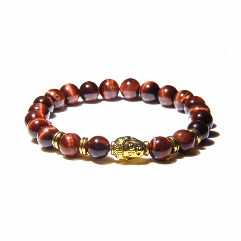 AA Royal Blue Tiger Eye Mens Bracelet Beads Natural Stone Buddha Elastic Charm Bracelet Womens Fashion Jewelry 241017