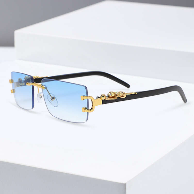Rectangle for Rimless Trendy Women 2025 Brand Design Retro Frameless Gradient Lens Sunglasses Men
