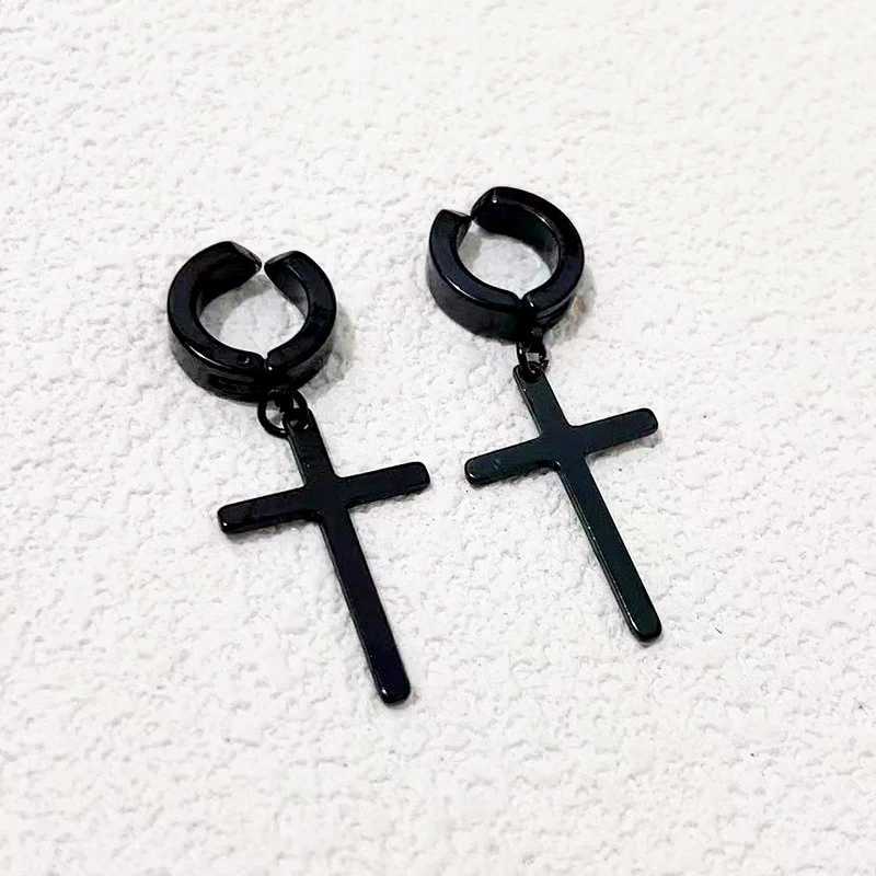Misa Amane female role-playing earrings Y2K Gothic cross ear clip earrings bow ribbon hair clip set hip-hop jewelry W241017