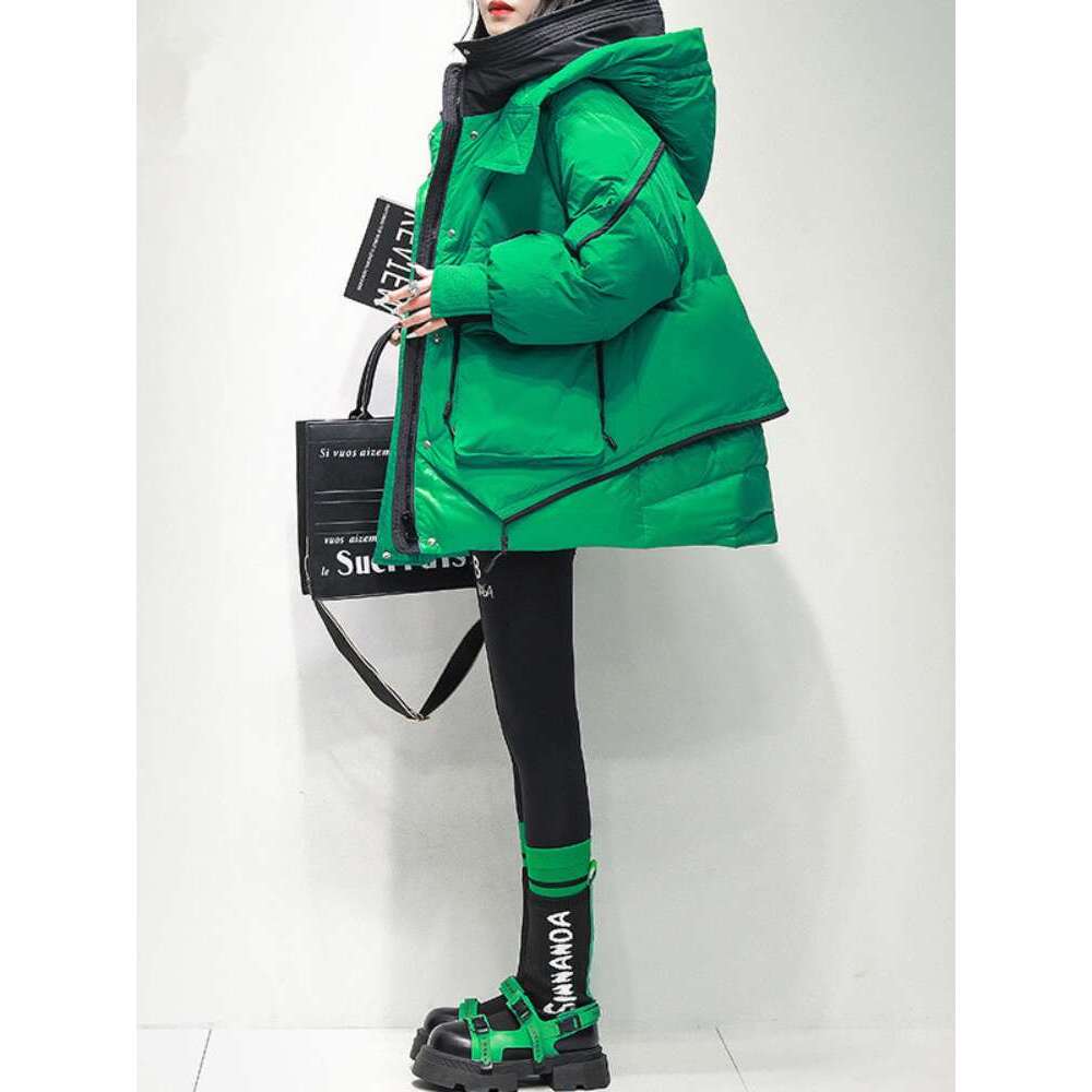 Women's Coats 2024 Medium-Length Hooded Collar Down Jacket Thick Warm Winter Jackets Fashion Loose Women Parkas