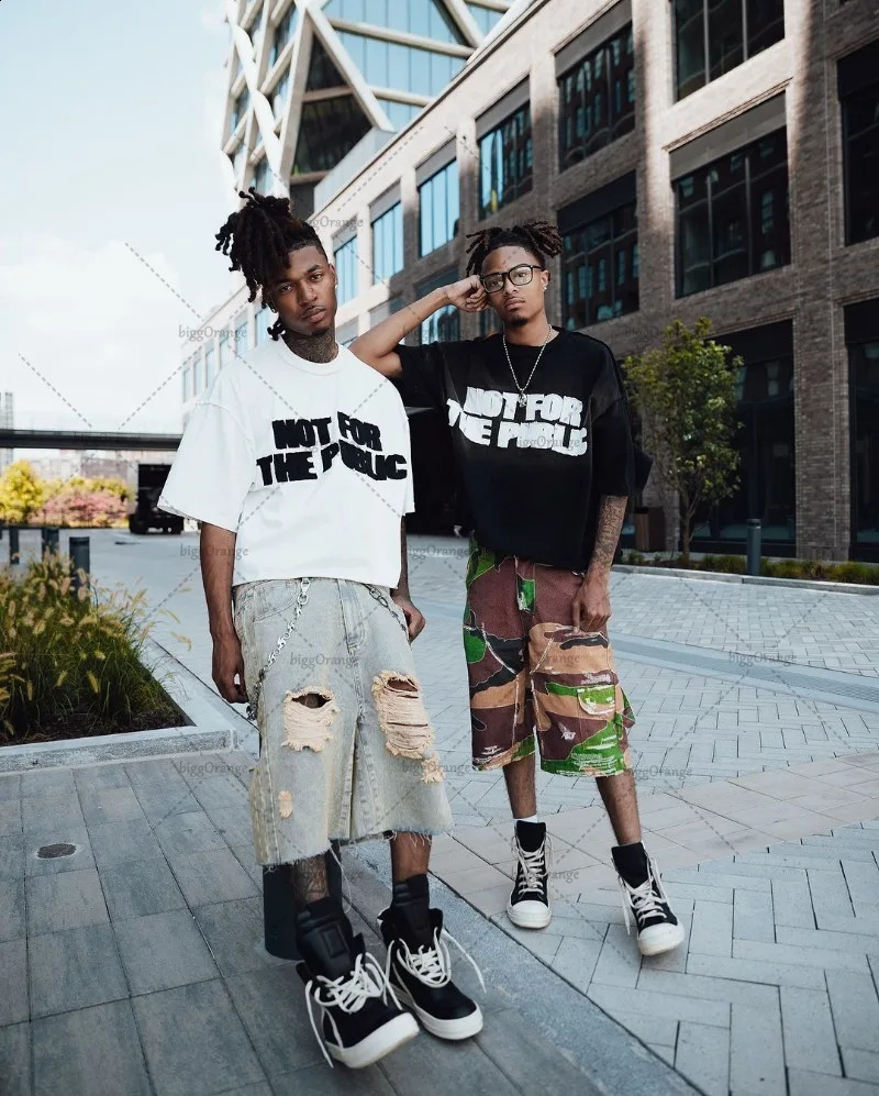Trendy Streetwear Tops Hiphop Punk Letter Printed Oversized Tshirt Men Harajuku Retro Casual Loose Cotton Shortsleeved 241017