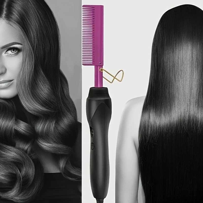Professional 2-in-1 electric comb small purple comb multi-function heating comb hot comb hair straightenerXJ241016