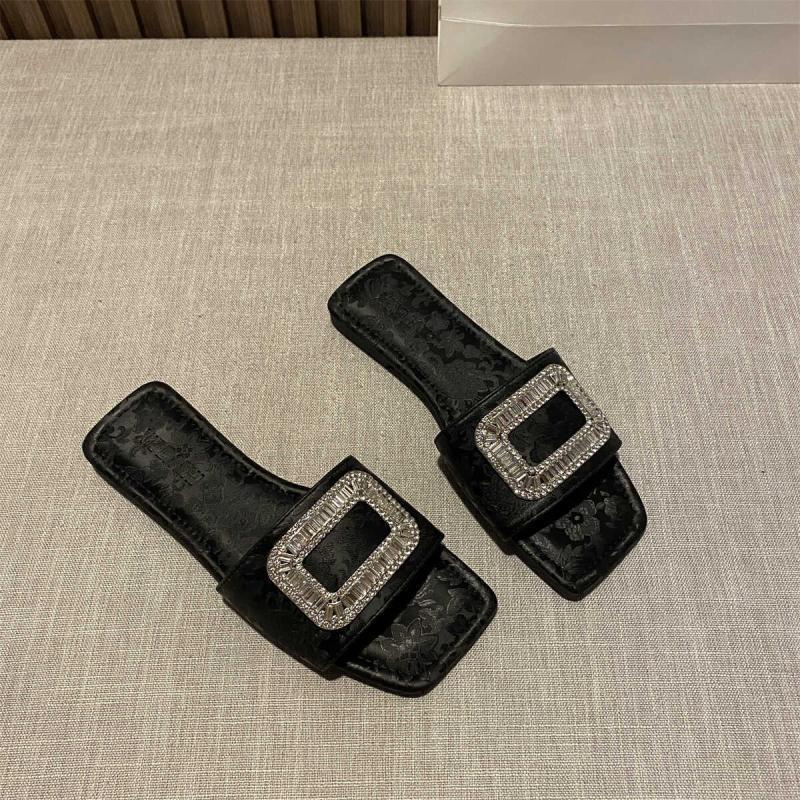 Women Wearing Slippers For Summer Outings In New Chinese Style Square Open Toe Flat Bottomed Versatile Women S Sandals Ddmythur