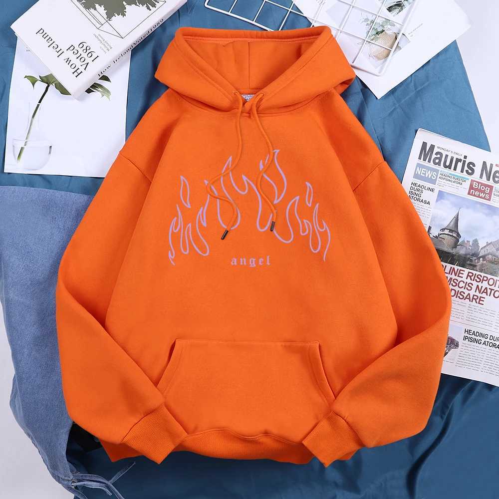 Angel Purple Fire Printed Tracksuit Women Image Novelty Fashion Hoody Comfortable Warm Hoodie Female Casual Daily Basic ClothesX241016