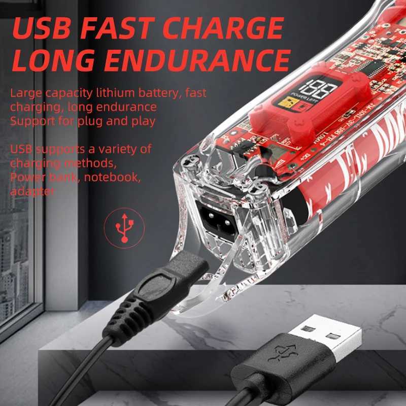 Kemei Professional Mens Barber Electric Beard Trimmer Charging Barber Transparent Barber KM-1761 W241017
