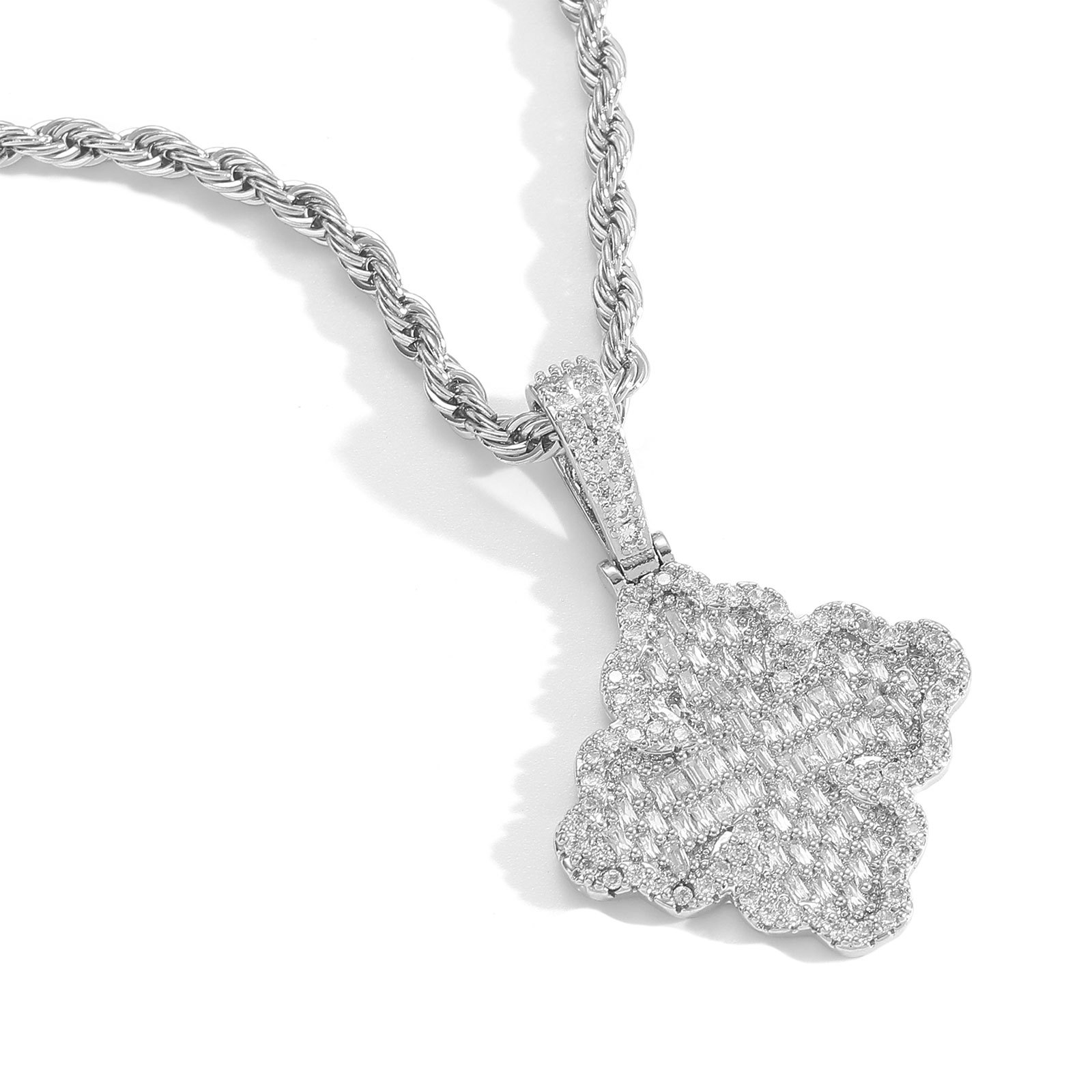 Classic Cross Flower Pendant Necklace 5A Zircon Men Women Couple Jewelry Gift