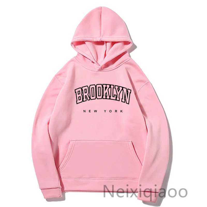 Women Brooklyn Letter USA Funny Black Hoodie Girl Autumn Winter Fleece Sweatshirts Female Harajuku Y2k ClothesX241016