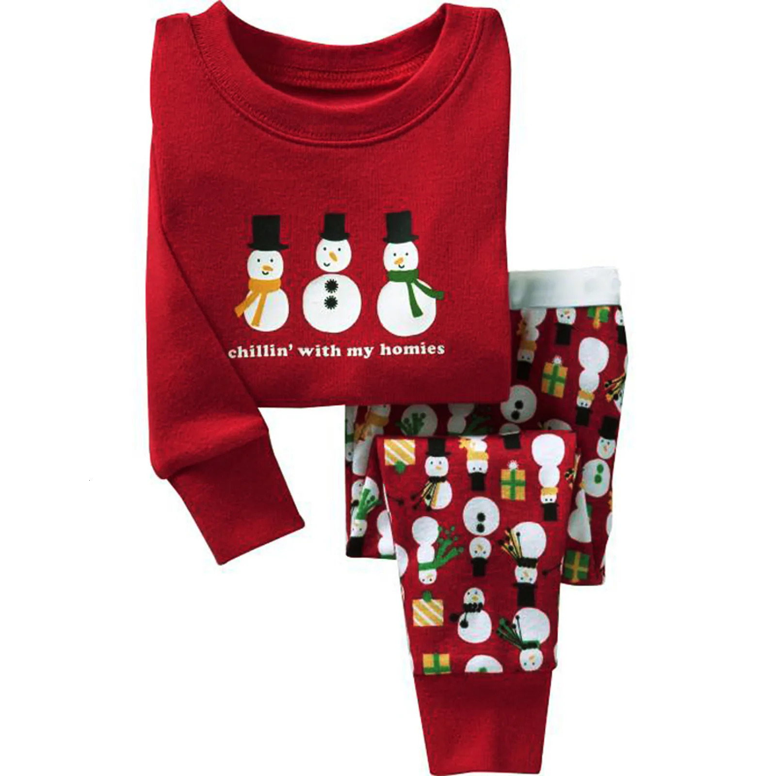 Twopiece Suit Pajamas For Toddler Kids Baby Christmas Snowman Print Sleepwear Tshirt Pants Outfits Clothes Comfort 241017