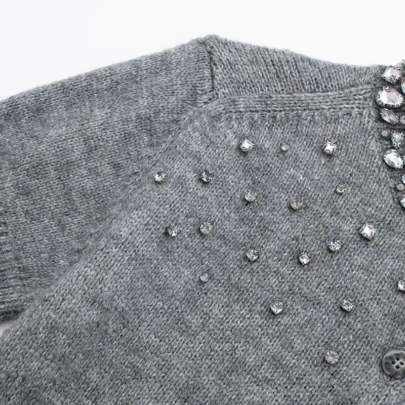Cardigan Women's Sweater Pearl Knitted Tops Short Sleeve Knitwear With Button Jumpers Inszar Insz 2024 Sweter Damski Y2k Japan