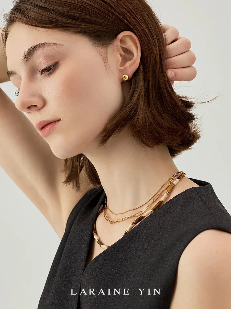 European and American fashion trend high-end n natural stone tiger eye stone bead clown buckle chain 241017