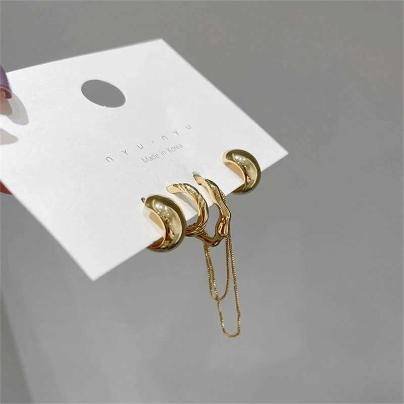 Korean Zircon Small Earrings Cuff Set Earclip Vintage Gold Earrings Cute Non Perforated Clip Earrings Womens Jewelry W241017