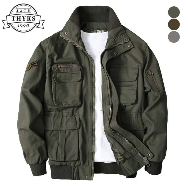 Autumn 100% Cotton Jacket Men Multi-Pocket Double-Layer Camouflage Thick Jackets Loose Military Coats Male Jaqueta Mascua