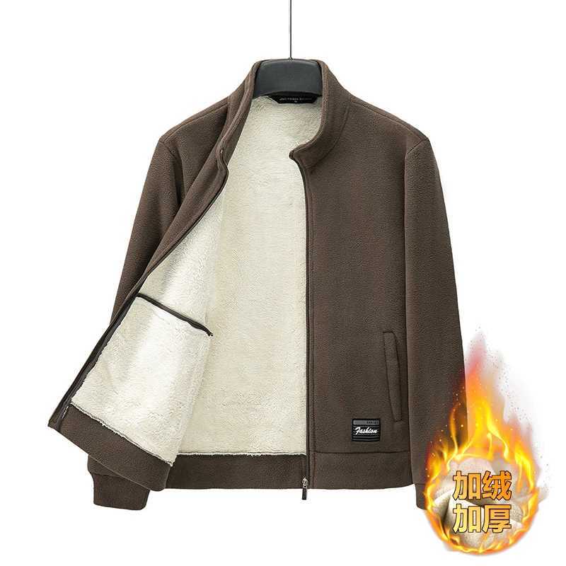 8XL Lamb fleece jacket for men autumn winter mens jacket with thickened fleece warmth stand up collar fleece casual jacketsXJ241017