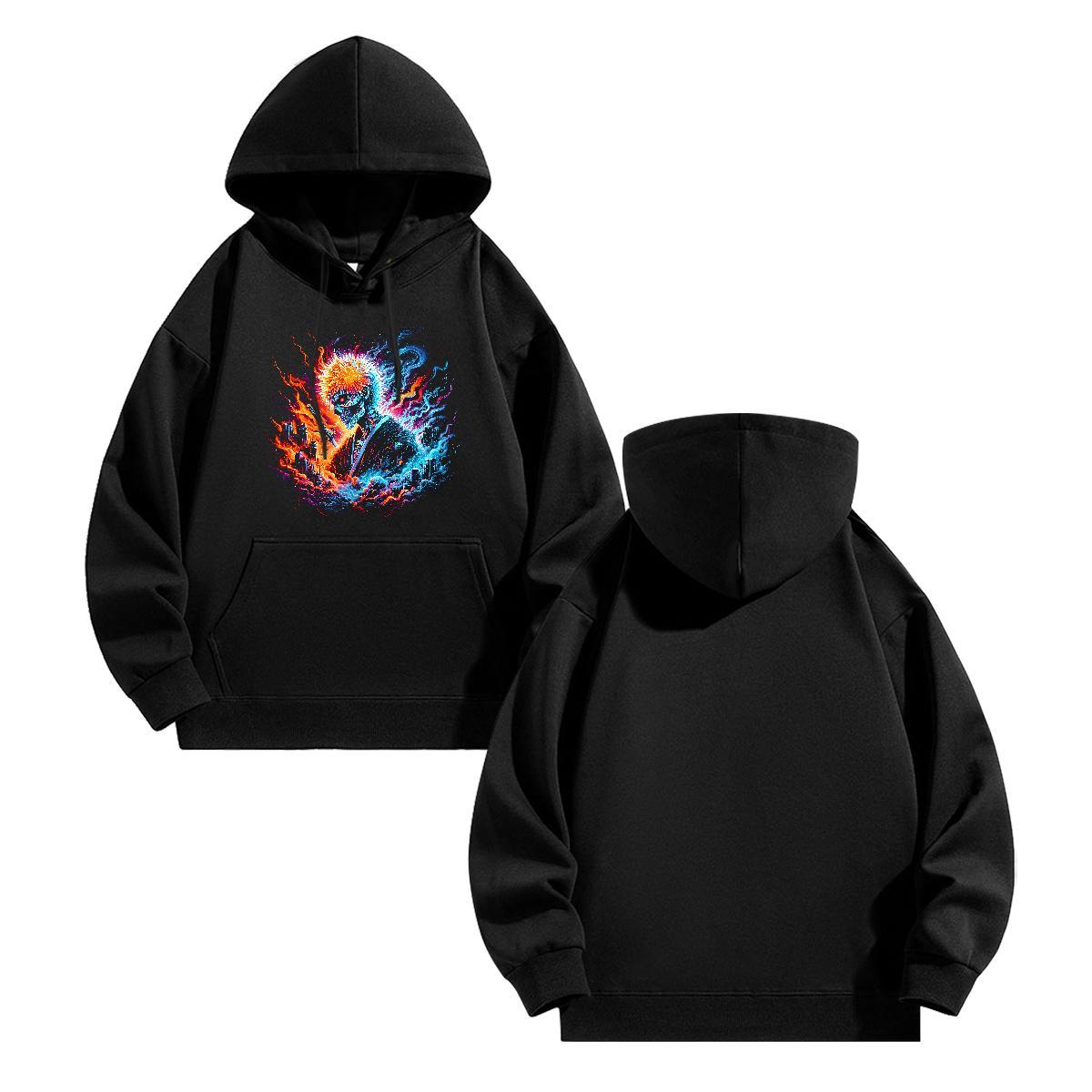 Casual New Mens Hoodie Long Sleeve Drawstring Brand Couples Hoodie Anime Print Tops Hoody Home Outdoor Thick Plush