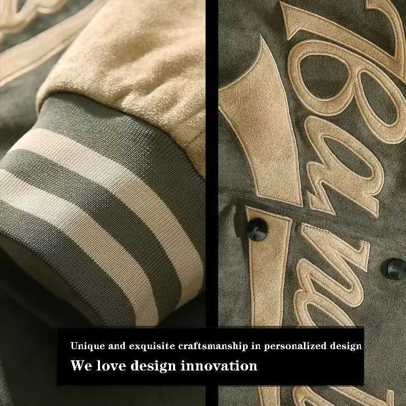 Suede baseball uniform mens autumn/winter vintage American coat spring/summer loose top embroidered pilot jacket trend M241017
