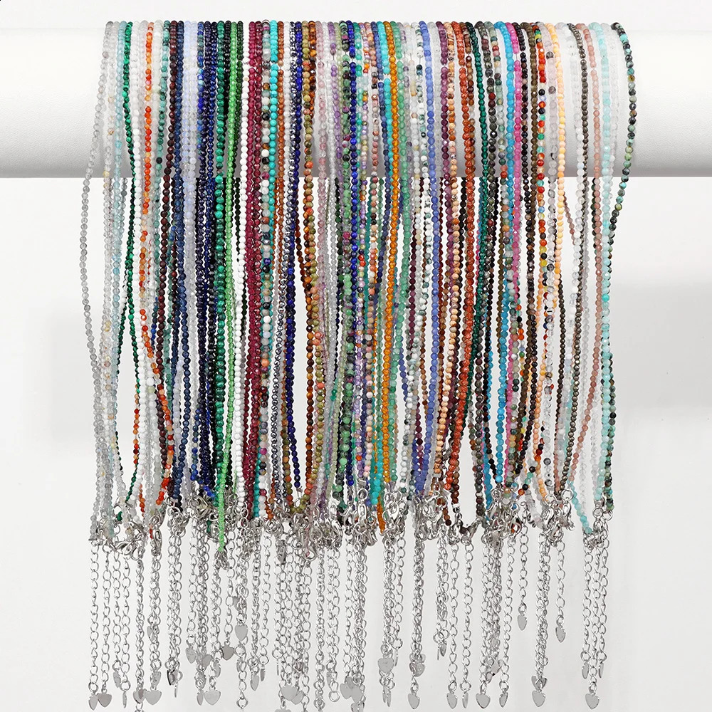 Super Shiny Crystal Necklace Simple Bead Necklace Facted Natural Stone Necklace Clavicle Chain Womens Jewelry Mens Gift 241017