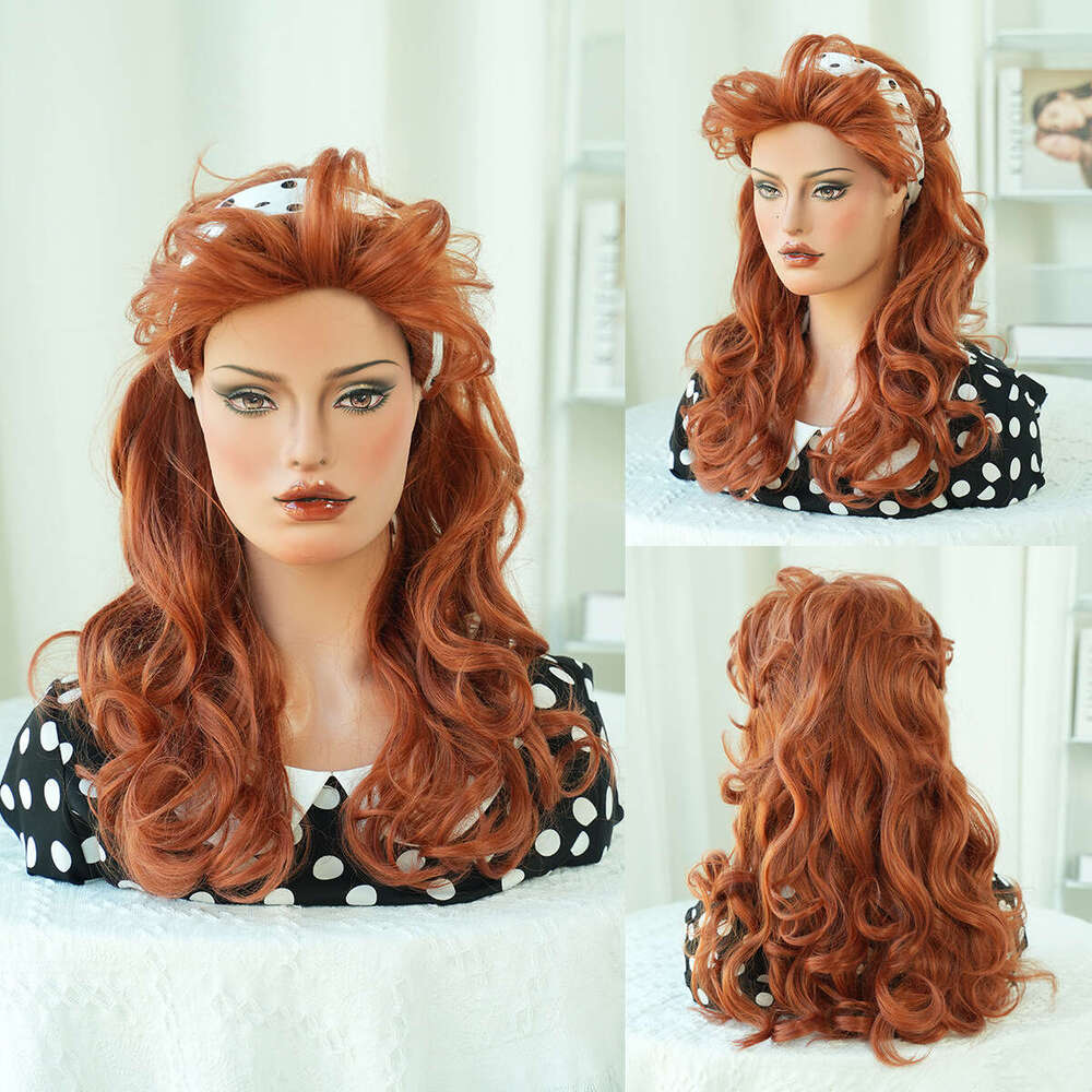 Hot Selg Golden With Long Curly Hair And Eight Character Bangs, High-Quality Synthetic Cosplay Wig