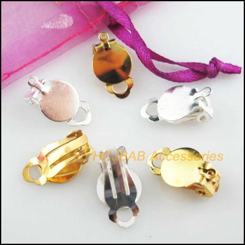 New 40 ear clip DIY jewelry making component 10x18mm with ring earring set base suitable for 10mm glass corner shape W241017