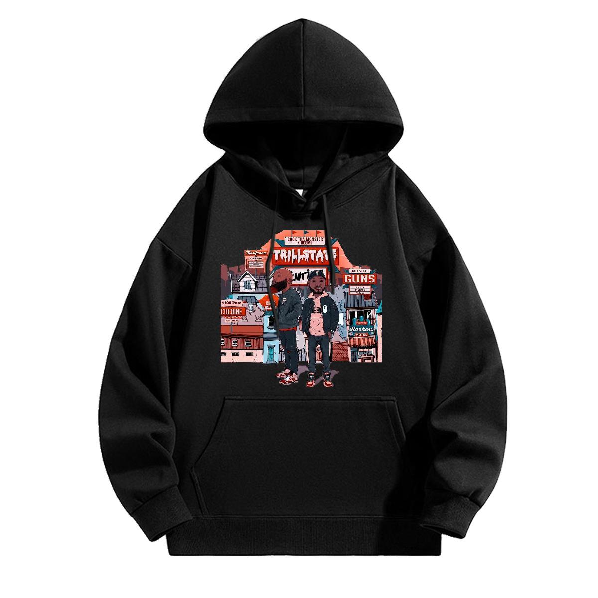 Brand Men's Hooded Sweatshirt Unisex Hoodie for Man Woman Anime Print Wear Hip Hop Street Hooded Collar Long Sleeves 350g Cotton