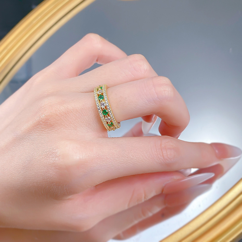 Sterg Sier Emerald Moissanite Engagement Ring| Real Dia Eternity Band