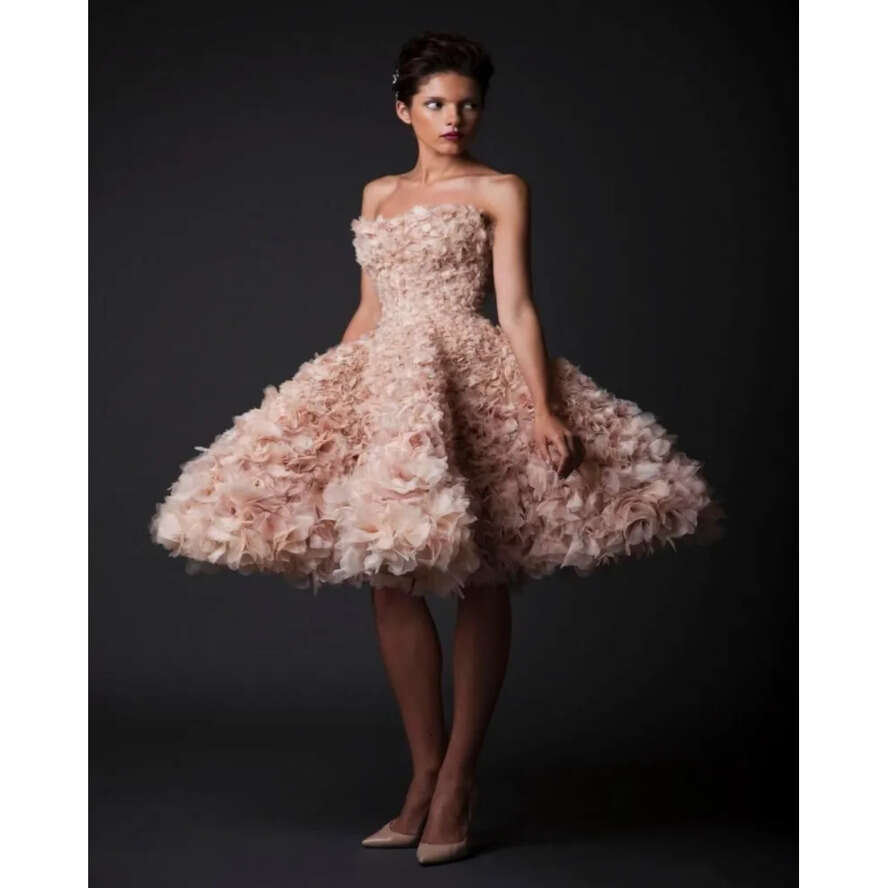 Jabotian 2016 Ball Krikor Gown Short Wedding Dresses Charming Blush Pink Organza Wers Vestido De Noiva Sexy Strapless Bridal Gowns s