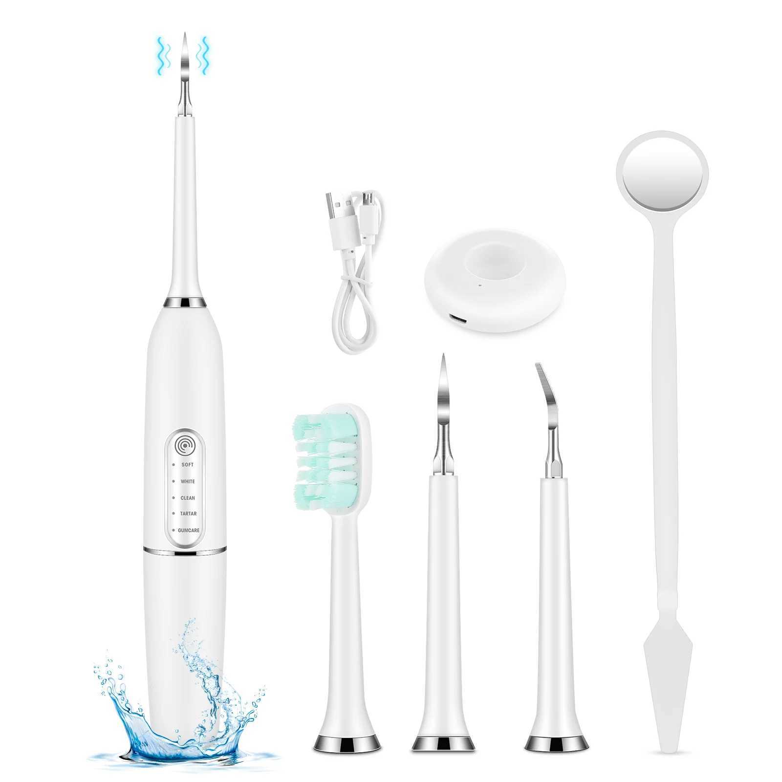 Ultrasonic electro acoustic wave dental scale dyeing Tatar calculus teeth whitening cleaning waterproof electric toothbrush M241017