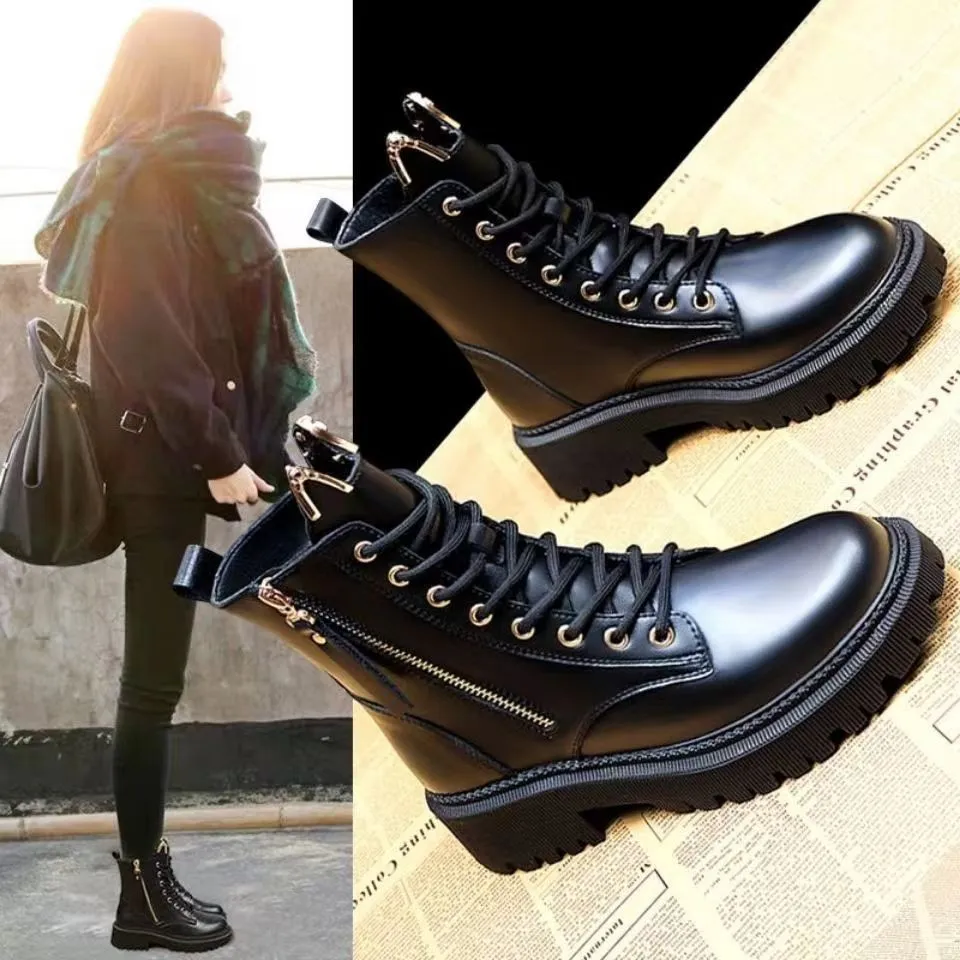 2024 Fashion Womens Designer Boot New Martin Boots Thick Bottom Comfortable And Durable Explosive Casual Versatile British Style Martin Boots