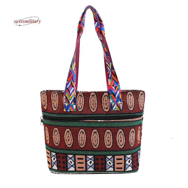 Large capacity 2024 new ethnic style series simple cross women's shoulder casual versatile tote bag #18 swissmilitary