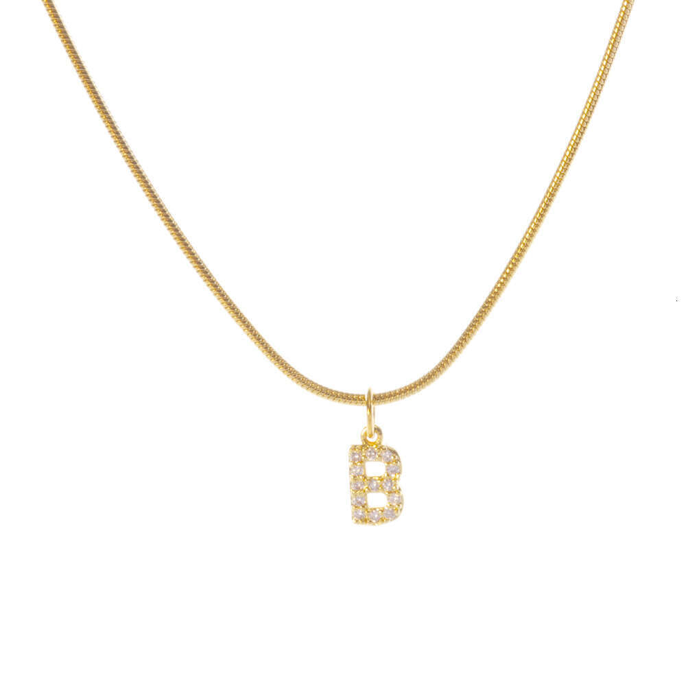 Gold Necklace 26 English Hip Hop Style Designer Stainless Steel Round Snake Bone Chain Letter Necklace