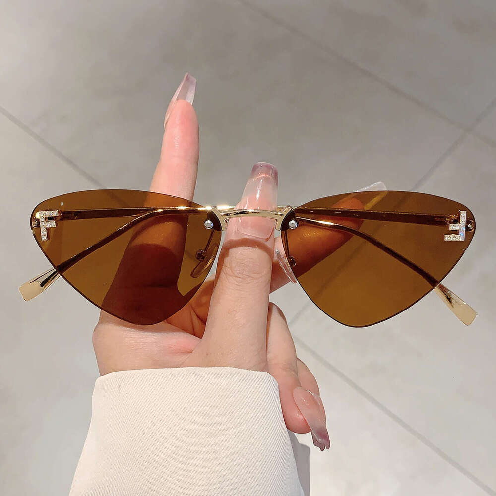 Women Stylish Ocean Design Sunglasses Gradient glasses Rimless Eye Glasses Lenses Vintage New Shades