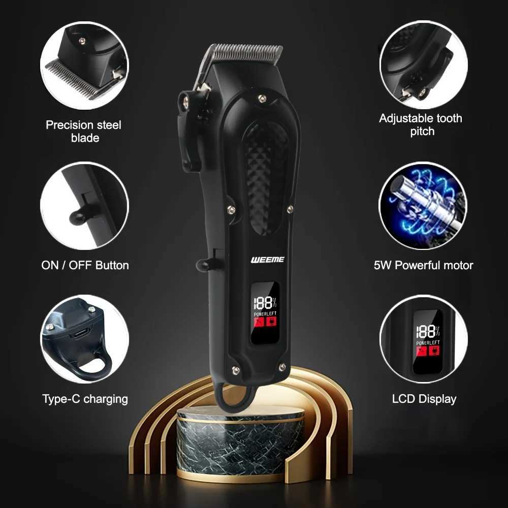 Exclusive Cool Black Mens 3-Piece Set Smart LCD Display Hair Clip+T-shaped Trimmer+Shaver USB Fast Charging W241017